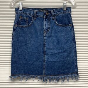 Zafsi Blings Raw Hem Denim Jean Mini Skirt Size Small
